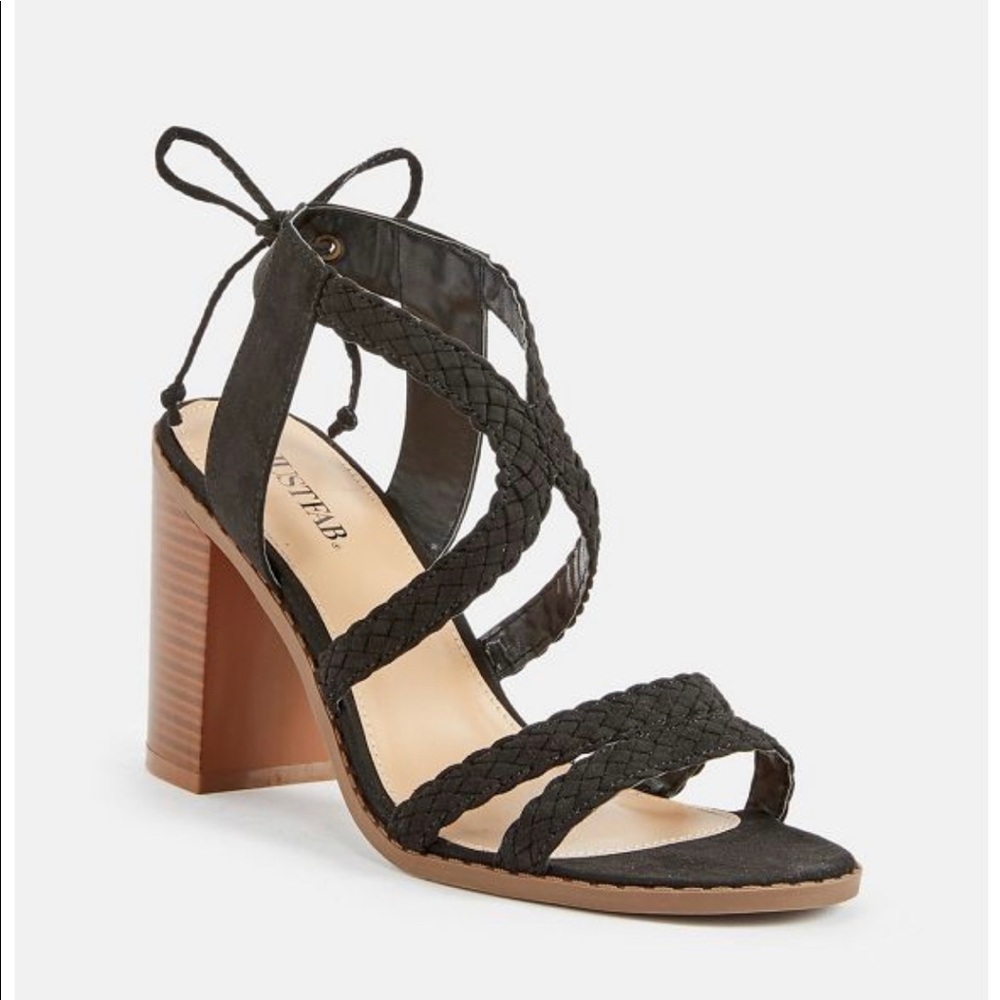 Justfab Braided Heeled Sandal black size 7.5